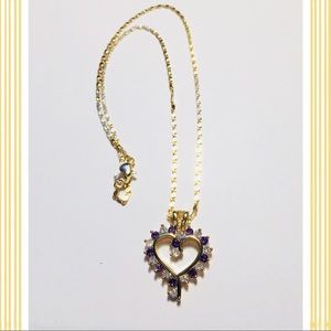 Amethyst heart necklace 14k gold filled